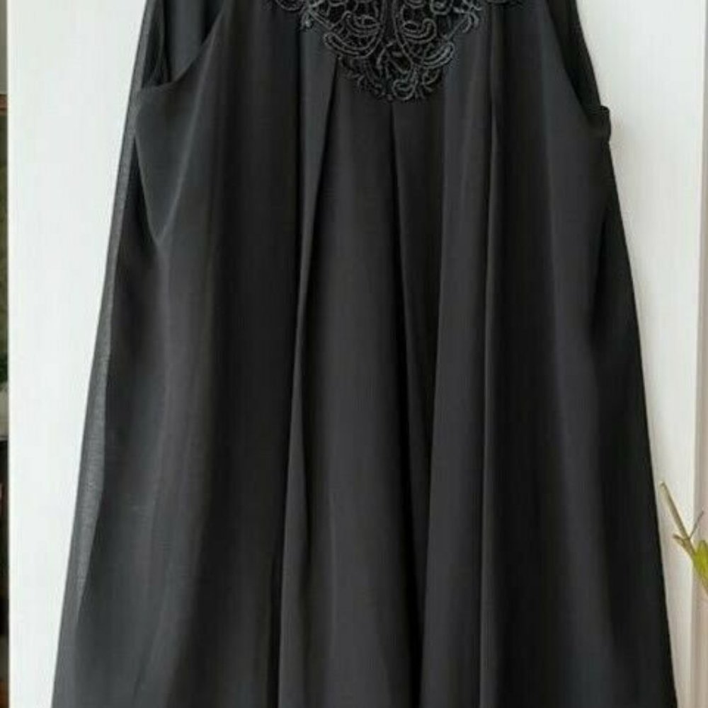 Les Petites Collection Womens Silk Sleeveless Dress Black Size L